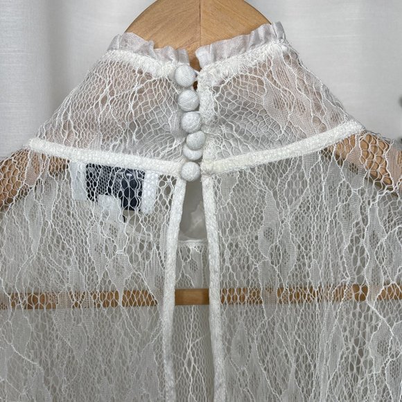 SOLD Witchery Cream Lace Blouse Top 12 - Picture 7 of 10